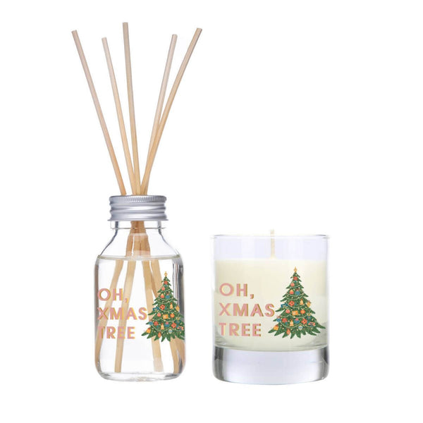Wax Lyrical Oh Xmas Tree Glass Scented Candle & 100ml Reed Diffuser Gift Set