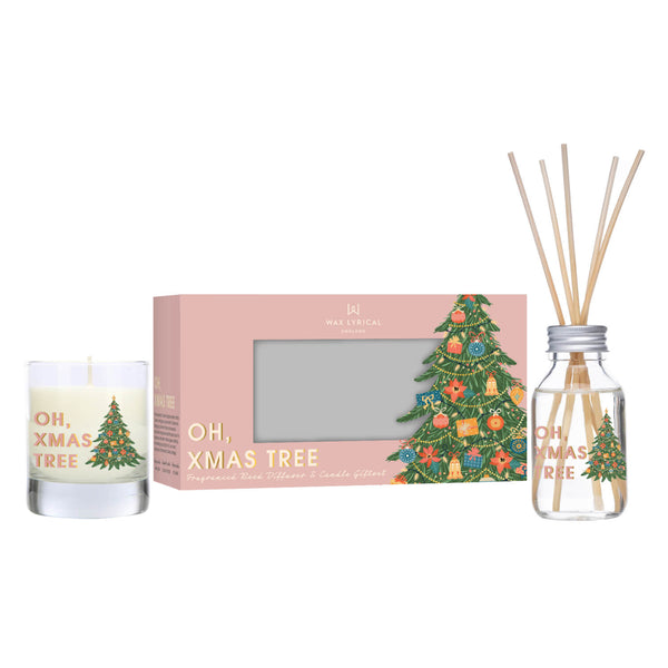 Wax Lyrical Oh Xmas Tree Glass Scented Candle & 100ml Reed Diffuser Gift Set