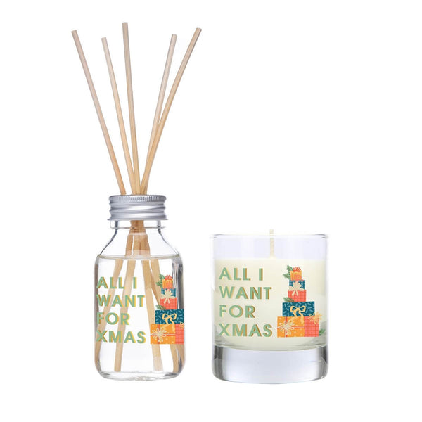 Wax Lyrical All I Want For Xmas Glass Scented Candle & 100ml Reed Diffuser Gift Set