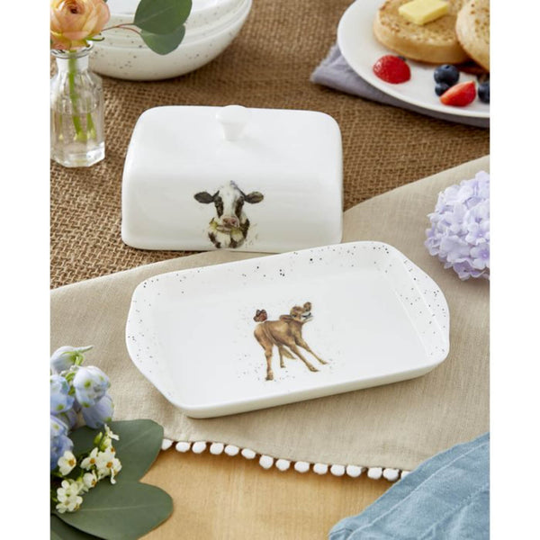 Royal Worcester Wrendale Bone China Covered Butter Dish - Mooo Cow