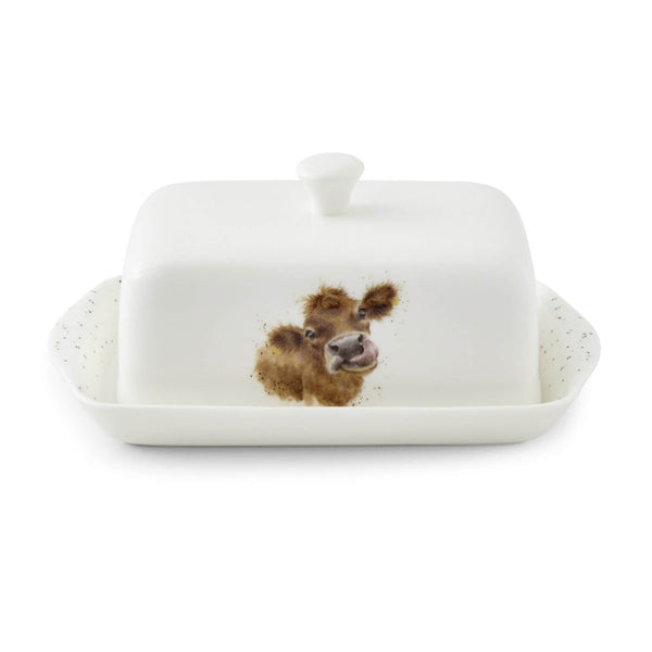 Royal Worcester Wrendale Bone China Covered Butter Dish - Mooo Cow