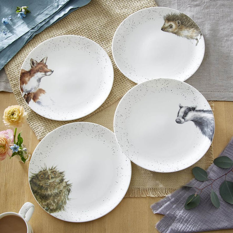 Royal Worcester Wrendale 4-Piece Dinner Plate Set - Woodland Animals