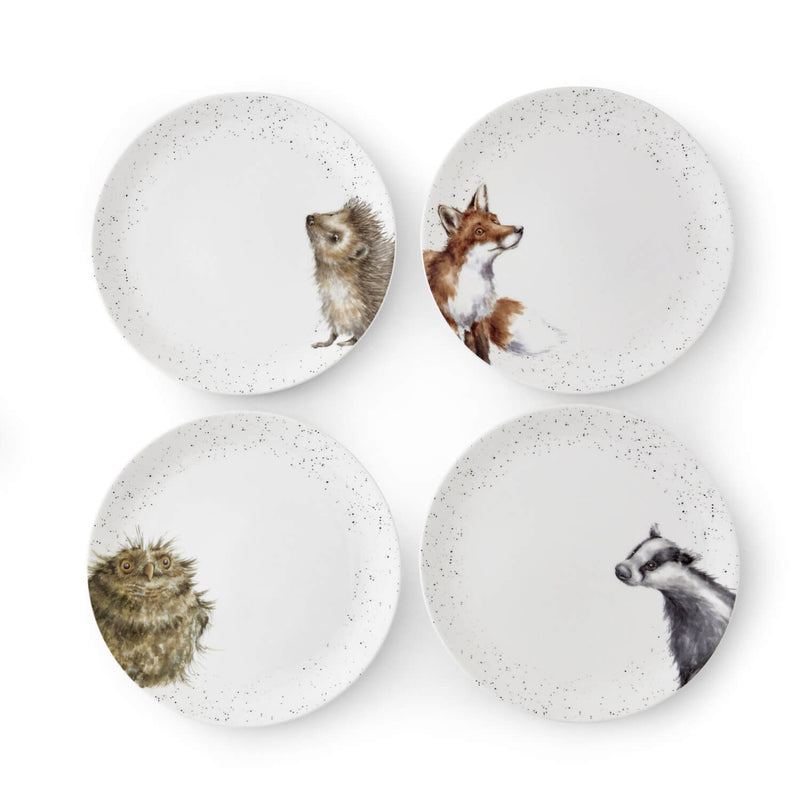 Royal Worcester Wrendale 4-Piece Dinner Plate Set - Woodland Animals