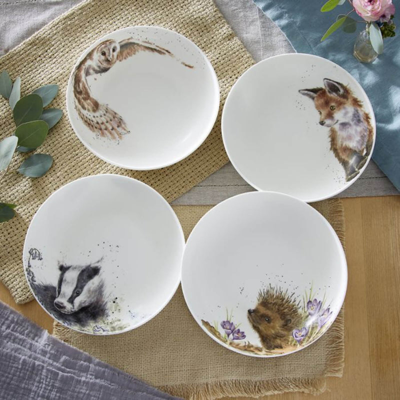 Wrendale Designs by Hannah Dale 4-Piece Coupe Pasta Bowl Set - Woodland Animals
