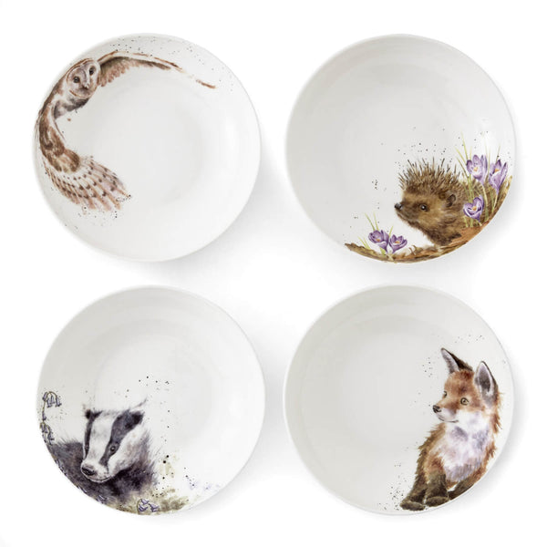 Wrendale Designs by Hannah Dale 4-Piece Coupe Pasta Bowl Set - Woodland Animals