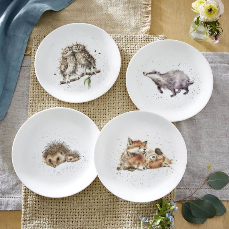 Royal Worcester Wrendale 4-Piece Coupe Lunch Plate Set - Woodland Animals
