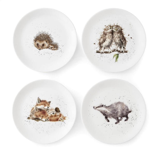 Wrendale Designs by Hannah Dale 4-Piece Coupe Lunch Plate Set - Woodland Animals