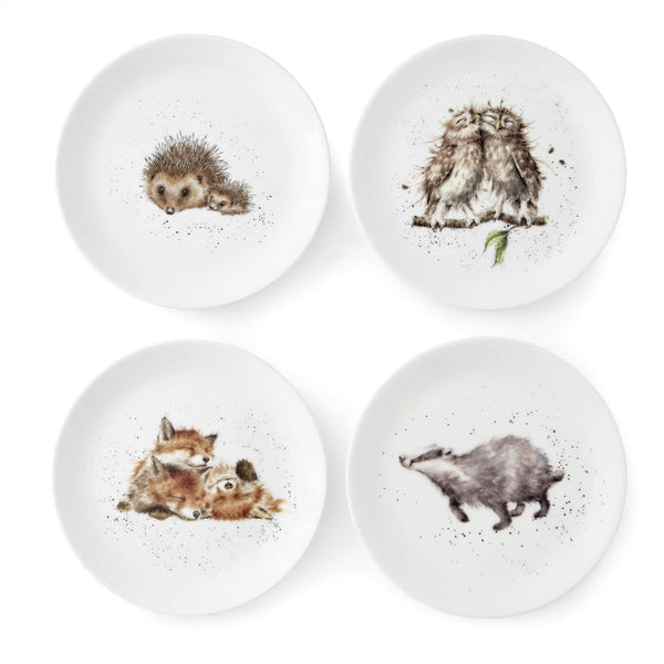 Royal Worcester Wrendale 4-Piece Coupe Lunch Plate Set - Woodland Animals