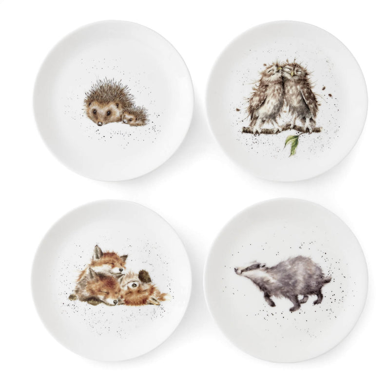 Royal Worcester Wrendale 4-Piece Coupe Lunch Plate Set - Woodland Animals