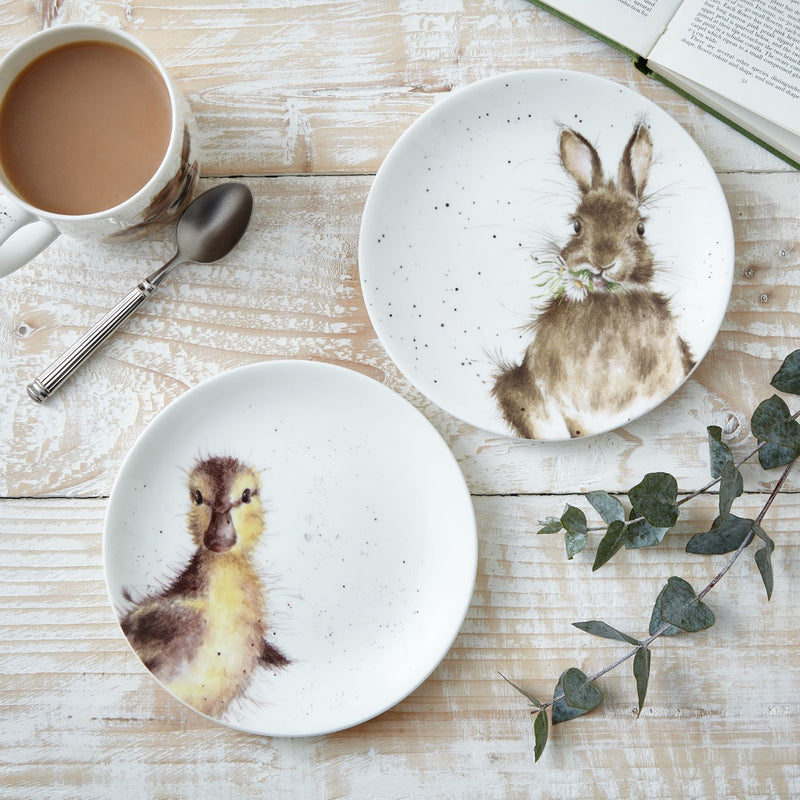 Royal Worcester Wrendale Designs 2 Piece Coupe Plates - Bunny & Duck