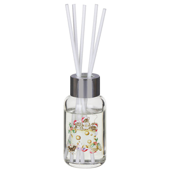 Wax Lyrical Wrendale Designs Frosted Pines & Mistletoe 40ml Glass Reed Diffuser - Oh Christmas Tree Mouse