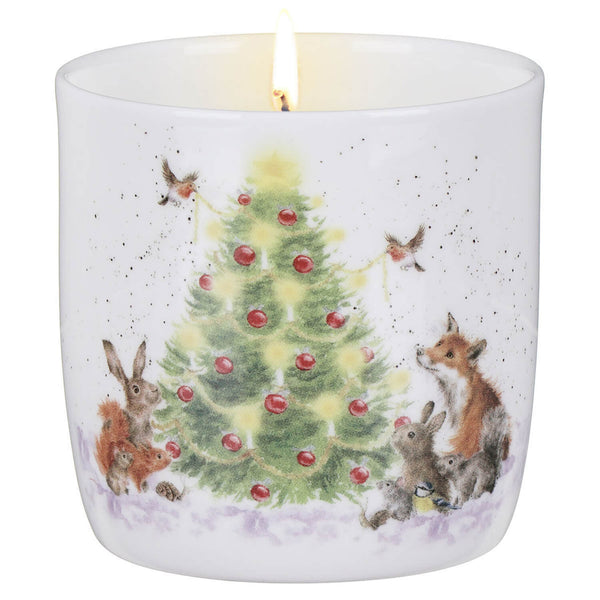Wax Lyrical Wrendale Designs Frosted Pines & Mistletoe Small Ceramic Scented Candle - Oh Christmas Tree Mouse