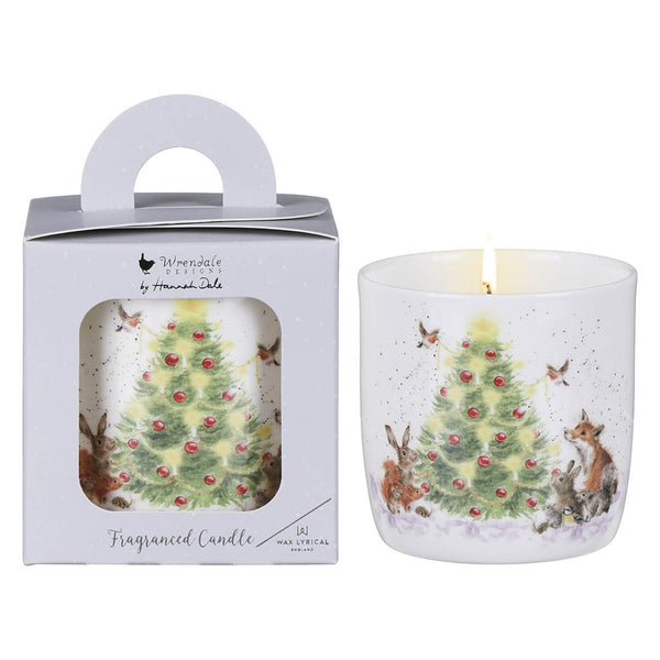 Wax Lyrical Wrendale Designs Frosted Pines & Mistletoe Small Ceramic Scented Candle - Oh Christmas Tree Mouse