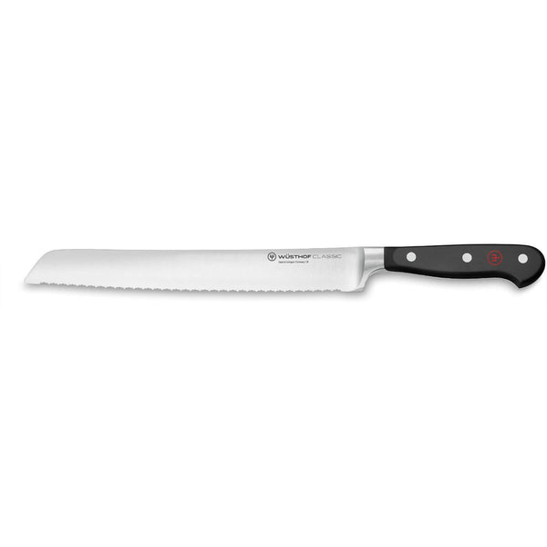Wusthof Classic 23cm Double Serrated Bread Knife - Black