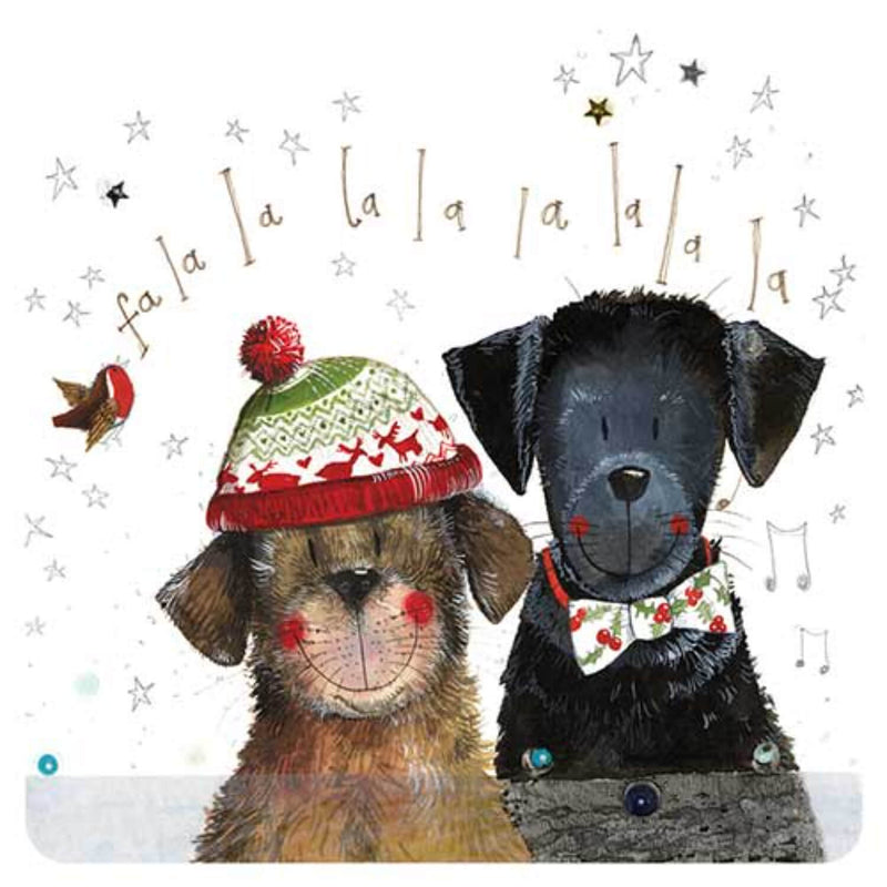 Alex Clark Christmas Coaster - Dog Singers