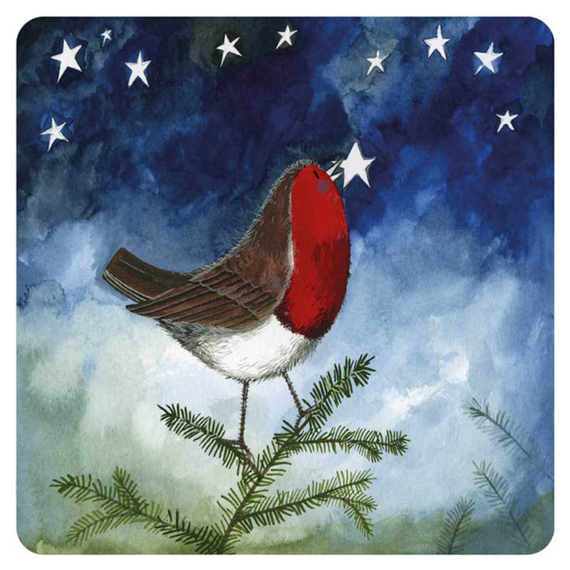 Alex Clark Christmas Coaster - Robin & Star