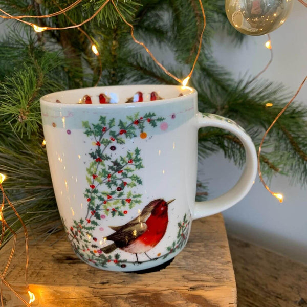 Alex Clark Christmas Mug - Robin - Potters Cookshop