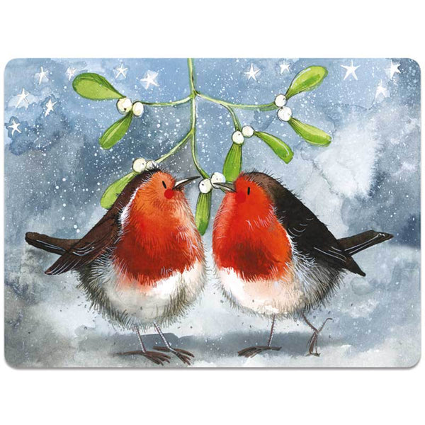 Alex Clark Christmas Placemat - Robins & Mistletoe