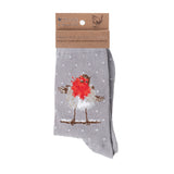 Wrendale Designs by Hannah Dale Ladies Bamboo Christmas Socks - Jolly Robin