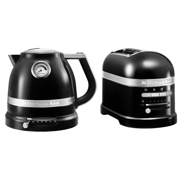 KitchenAid Artisan Kettle & 2 Slice Toaster Set - Onyx Black - Potters Cookshop