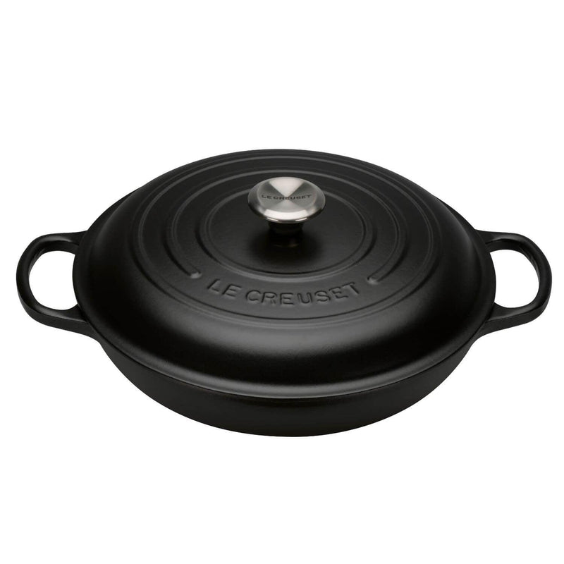 Le Creuset Signature Cast Iron 30cm Shallow Casserole - Satin Black - Potters Cookshop