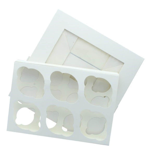 Culpitt White Cupcake Presentation Box - 6 Hole - Potters Cookshop