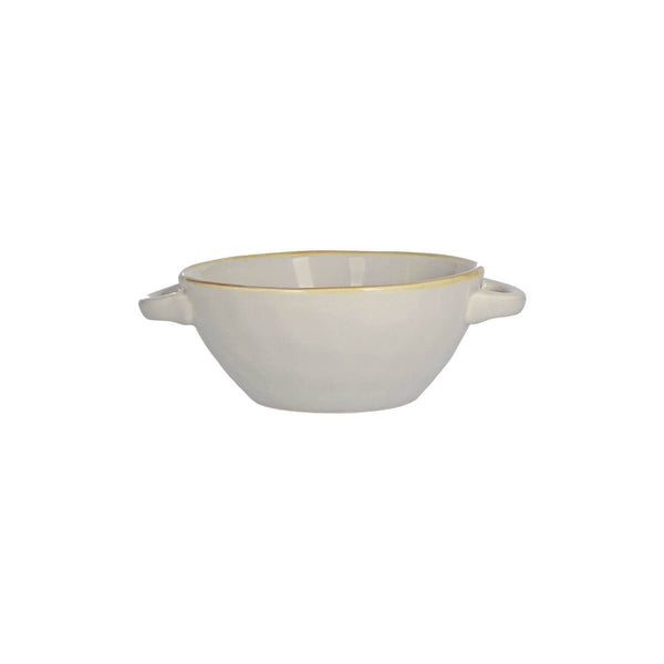 Rose & Tulipani Concerto Grigio Perla Pearl Grey Soup Bowl With Handles - 14cm - Potters Cookshop