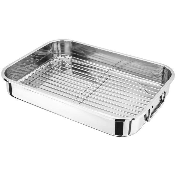 Judge Stainless Steel Roasting Pan & Rack - 39cm x 28cm x 6cm - Potters Cookshop