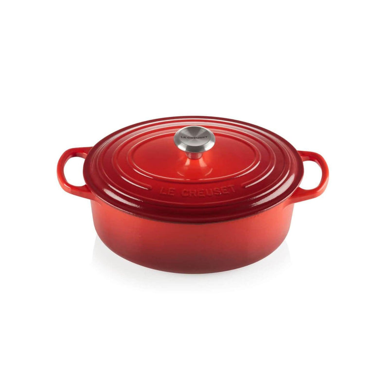 Le Creuset Signature Cast Iron 23cm Oval Casserole - Cerise - Potters Cookshop