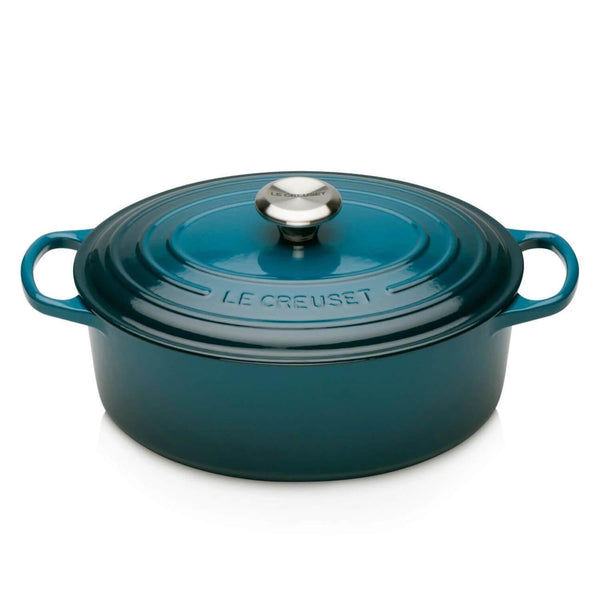 Le Creuset Signature Cast Iron 27cm Oval Casserole - Deep Teal - Potters Cookshop