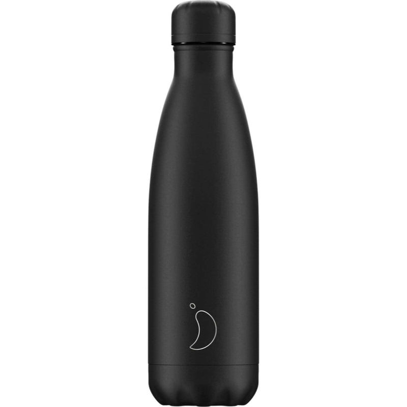 Chilly's 500ml Monochrome Drinks Bottle - All Black - Potters Cookshop