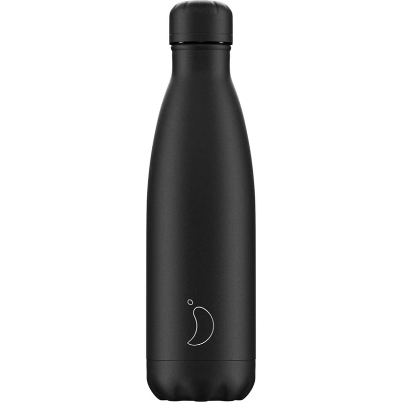 Chilly's 500ml Monochrome Drinks Bottle - All Black - Potters Cookshop