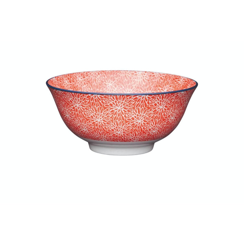Kitchencraft Stoneware Bowl - Red Floral - Potters Cookshop
