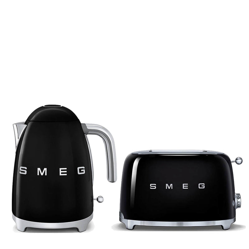 Smeg Jug Kettle & 2 Slice Toaster Set - Black