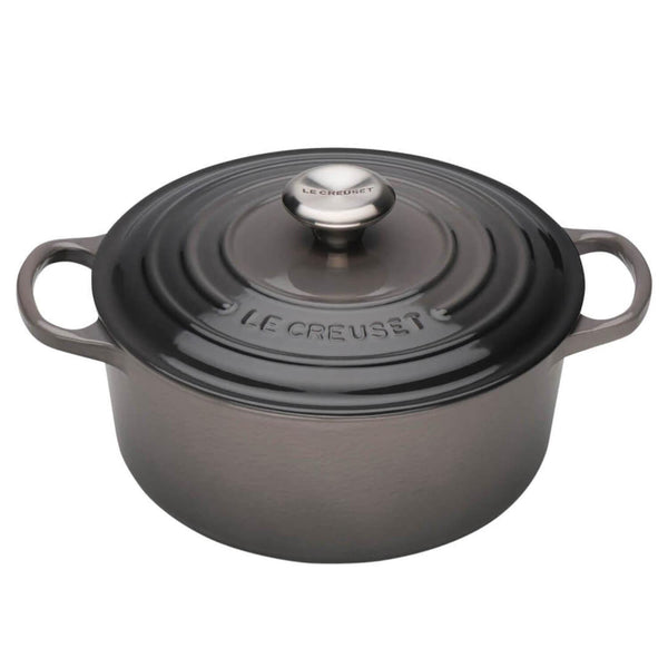 Le Creuset Signature Cast Iron 24cm Round Casserole - Flint - Potters Cookshop