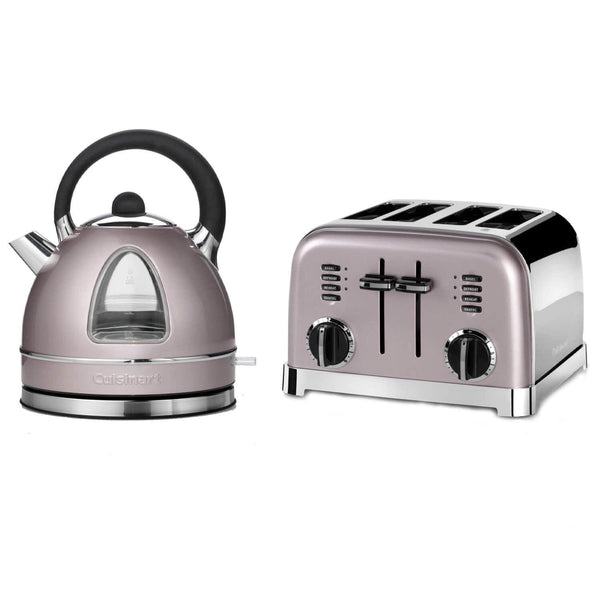 Cuisinart Style Collection Traditional Dome Kettle & 4 Slice Toaster Set - Vintage Rose - Potters Cookshop