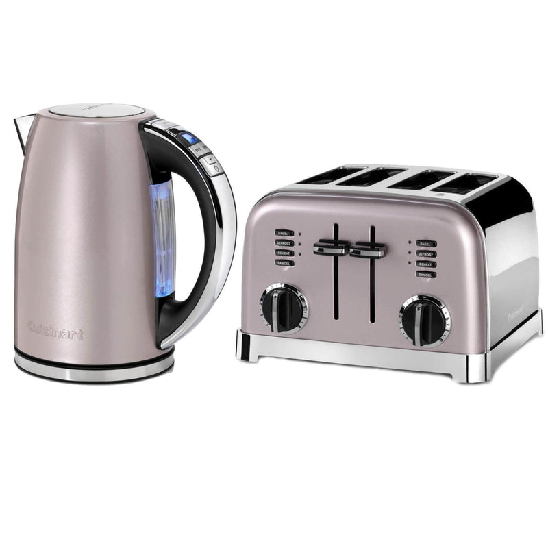 Cuisinart Style Collection Multi-Temp Jug Kettle & 4 Slice Toaster Set - Vintage Rose - Potters Cookshop