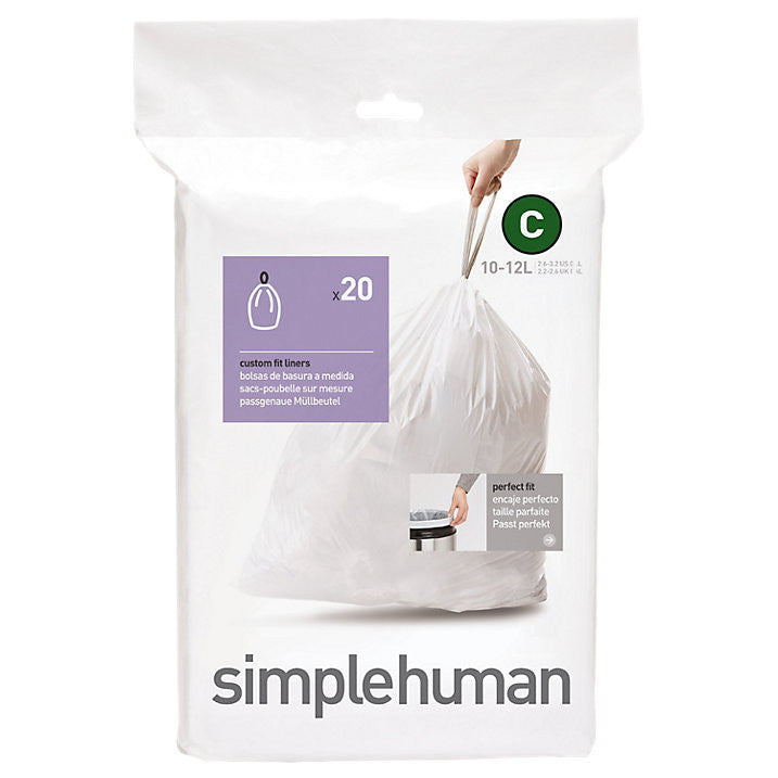 Simplehuman Liner Guide Code Simplehuman Code C Sure-Fit Bin Liners - Pack of 20 – Potters Cookshop