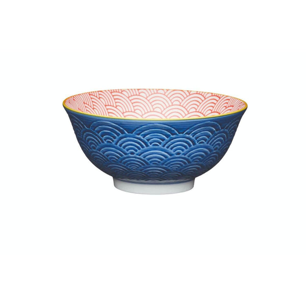 Kitchencraft Stoneware Bowl - Blue Arched Pattern - Potters Cookshop