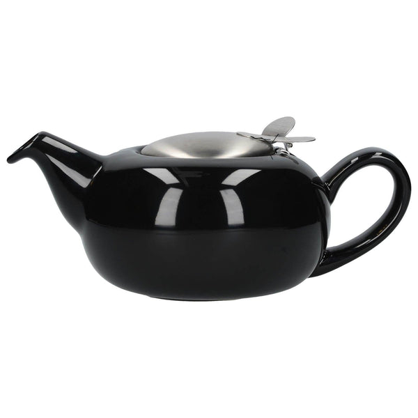London Pottery Pebble Filter 4 Cup Teapot - Gloss Black - Potters Cookshop