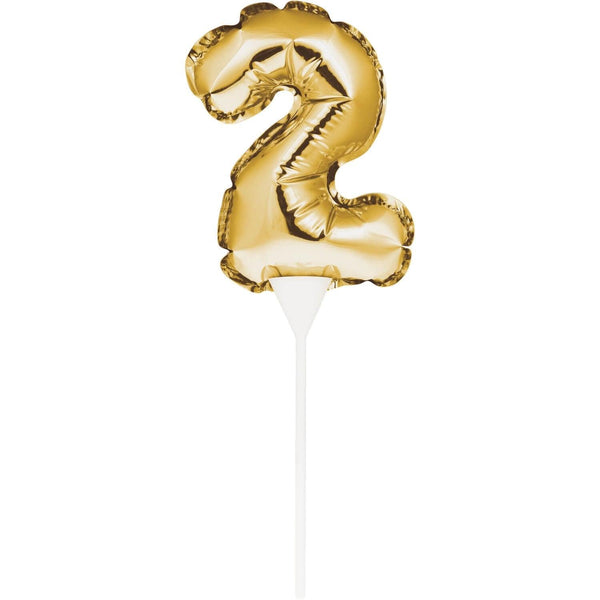 Creative Party No. 2 Self-Inflating Mini Balloon Cake Topper - Gold - Potters Cookshop