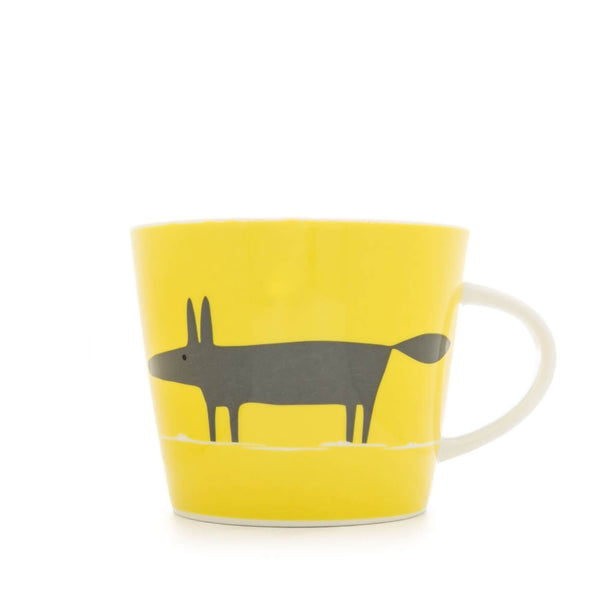Scion Living Mr Fox 350ml Porcelain Mug - Yellow & Charcoal
