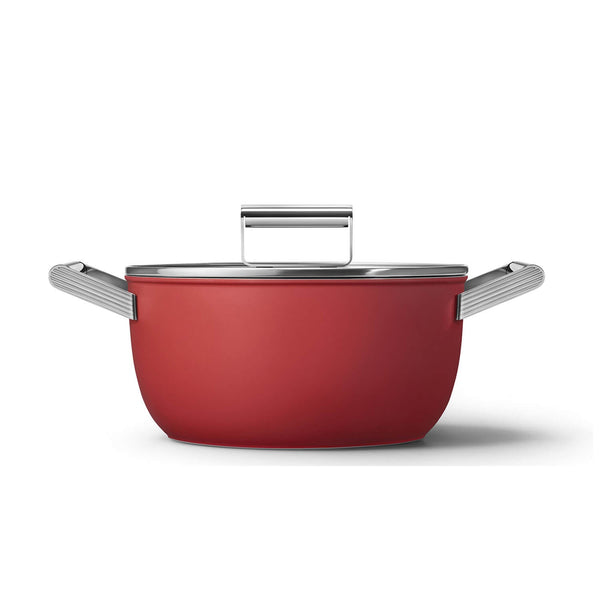 Smeg Cookware 24cm Non-Stick Casserole - Red