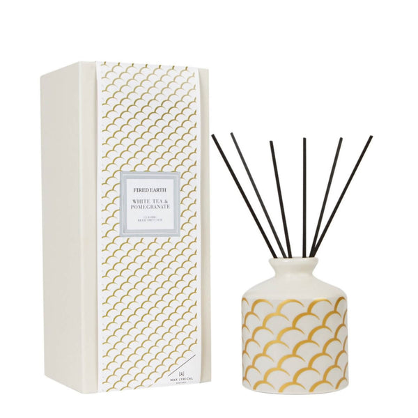 Wax Lyrical Fired Earth Ceramic 200ml Reed Diffuser - White Tea & Pomegranate