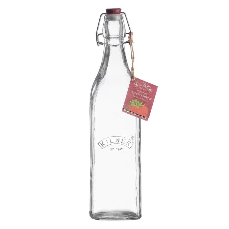 Kilner Glass Square Clip Top Bottle - 1 Litre - Potters Cookshop