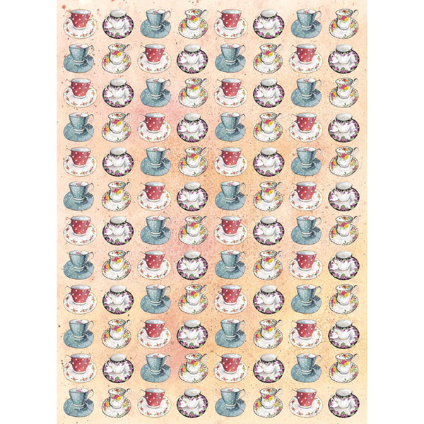 Alex Clark Tea Towel - Teacups - Potters Cookshop